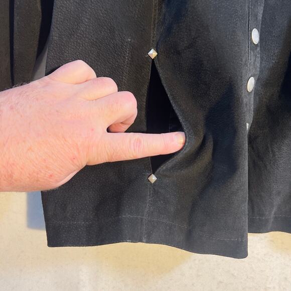 Dressbarn Woman Leather Suede Jacket Woman 18/20 Snap Buttons Studs Quilt Detail - Picture 8 of 16